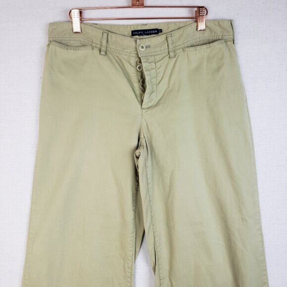 Ralph Lauren Blue Label Wide Leg Pants Button Fly size 8 Women's Green Y2K - Picture 2 of 11